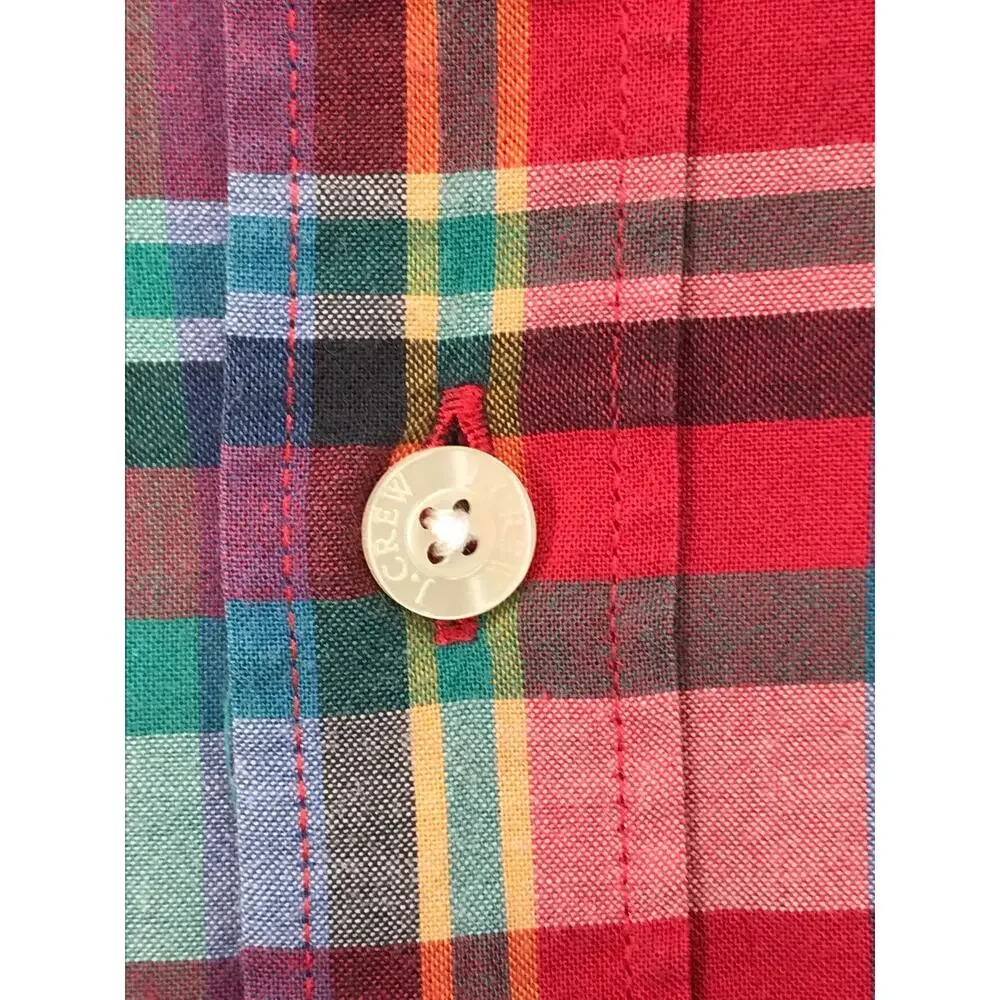 J. Crew Summer Plaid Button Down Shirt Mens M Long Sleeve Cotton